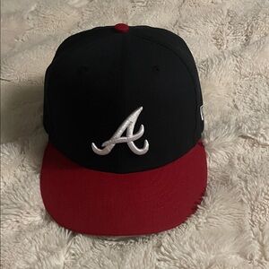 Black and Red Baseball Cap with Silver Logo